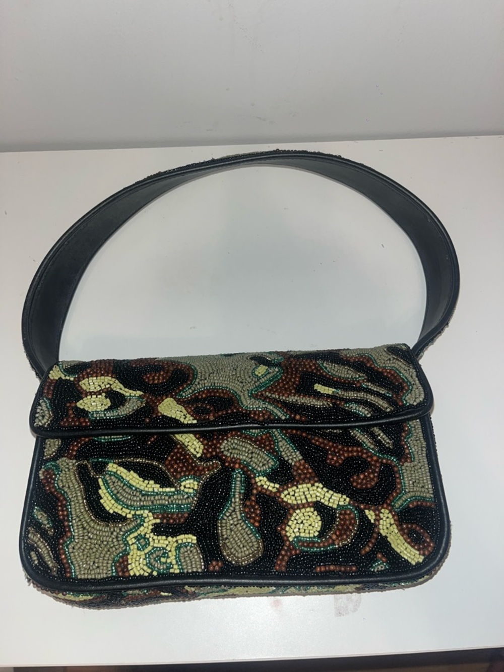 STAUD Beaded Black and Multicolor Shoulder Bag - Picture 1 of 3